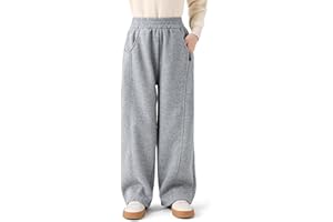 KAKU NANU Baggy Hose für Mädchen mit Hoher Taille und Weitem Bein | 2-Seitentaschen | Bequeme Jogginghose 110-158