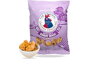 THE ORIGINAL CHICKEN CRACKLING Chicken Crackling Hand Cooked Snack. NEW Double Cooked, Sunday Roast Flavour. Low Carb, High Protein, Keto, Gluten Free Alternative to Pork Scratchings. 10x 40g Bags