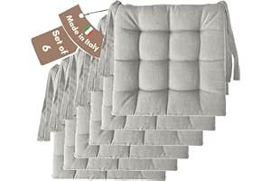 ‎IL TUO ARTIGIANO DESIGN Il Tuo Artigiano Design Set mit 6 Kissen für Küchenstühle, hergestellt in Italien, Kissen für Stühle, 40 x 40 cm, Dicke 6 cm, Polster aus Frottee (Hellgrau)