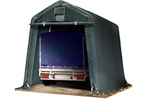 TOOLPORT Portable Garage 2.4 x 3.6 m Carport Tent Heavy Duty PVC approx. 500 g/m² Vehicle Shed compact Storage Shelter 100% waterproof in dark green