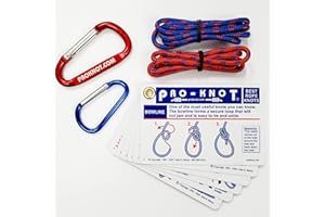 Knot Tying Kit | Pro-Knot Best Rope Knot Cards, two practice cords and a carabiner