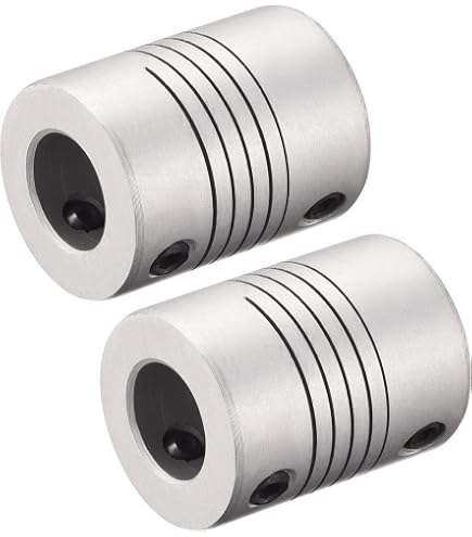 Lot De 5 Accouplements Flexibles 8mm à 8mm En Aluminium – Zéro Jeu, Idéal Pour Moteurs Et Axes – L25xD19mm Argenté