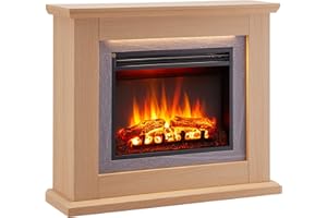 FLAMME Evora Fireplace with 39'' surround with 2kW Fireplace Heater Natural Oak Multiple Colours Available