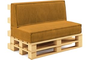 ‎CHILLY PILLEY chilly pilley® Palettenkissen Palettenauflagen aus Cord für EU-Paletten - Abnehmbarer Bezug - Sitzkissen - Rückenlehnenkissen viele Farben (2er Set, Honig)