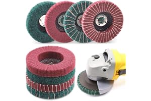Keadic K-388 8PCS 4 Inch Red & Green Nylon Fiber Flap Discs Set, 120 180 240 320 Grit Assorted Sanding Grinding Buffing Wheels for Angle Grinder, Polishing Tools