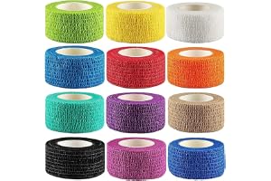Självhäftande förband 12 rullar, 2,5 cm x 4 m elastiskt band självhäftande för hundar katter hästar, förbandsmaterial fixeringsbinda vetetomslag för sport, handled och tassar