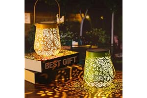 OxyLED Solarlaterne für Außen, Solarlampen für Außen IP44 Wasserdicht Metall Gartendeko für Draußen Solar Laternen für Draußen Balkon Deko Laterne Outdoor für Terrasse Balkon Garten Patio Gelb Grün