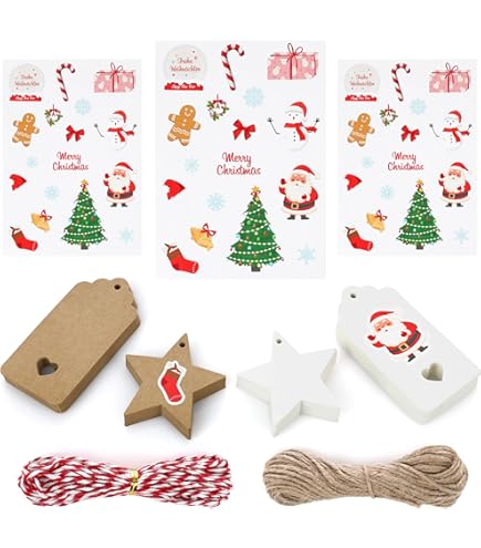 Lot De 8 étiquettes Cadeaux Kraft Midnight Forest - 10x5 Cm, Ficelle Incluse, Pour Noël, Anniversaire, DIY écologique