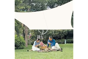 LOVE STORY Sun Shade Sail Waterproof Rectangle 5x5m Canopy Outdoor UV Block Sunshade Sail for Patio Garden Backyard，Cream