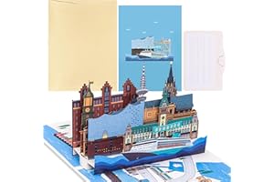 ‎JOYOLDELF Joyoldelf Hamburg Pop Up Karte - 3D Reisegutschein Geschenkkarte für Hamburg Reise oder Flitterwochen, Gutscheinkarte, Reise Gutschein zum Geburtstag, Hamburg Geschenk Karte für Urlaub