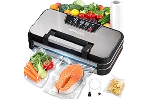 AIRMSEN 95 kPa Machine sous vide avec fonction gonflage, modes Sec/Humide, double scellage 30 cm, coupe-sac intégré, rouleau & bac amovible – conserve les aliments jusqu’à 8× plus longtemps