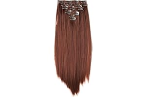 ‎CAISHA CAISHA by PRETTYSHOP XXL 50cm 8 Teile Set CLIP IN EXTENSIONS Nicole Haarverlängerung Haarteil Glatt Braun CES113