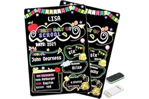 Landifor First Day of School Chalkboard 12" x 8" Double Sided Back to School Board Sign Last Day of School Photo Prop for Kids Girls Boys Preschool Kindergarten