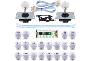 SJ@JX 2 Player LED Arcade Game DIY Kit Mechanical Keyboard Switch PC MAME Raspberry Pi LED Button Fighting Joystick Controller Zero delay USB Encoder Retropie