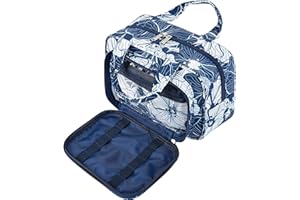 Narwey Trousse de Toilette Grande Femme Sac de Toilette Accessoires de Voyage Trousse Maquillage Femme Organisateurs de Toilettes(Lotus Bleu)