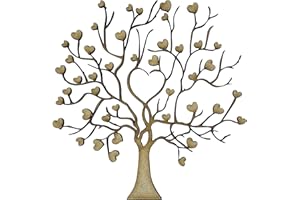 The Crafty Cow 2x Heart Tree Branch Intricate 10cm Wood Craft Embelishments Laser Cut Shape MDF