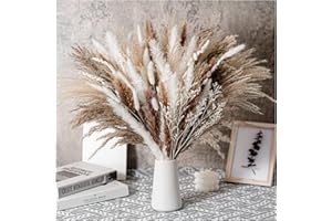 ‎EPICSOA ePicsoa Getrocknete Pampasgras Dekoration, 90 Stück Pampasgras mit Bunny-Tails-getrockneten Blumen, Schilfgrasstrauß für Hochzeits-Boho-Blumen und Tischdekoration zu Hause, Rustikale Bauernhaus-Party