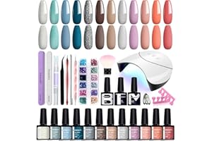 Phoenixy Kit Uñas Semipermanentes con 36W U V/LED Lámpara 12 Colores Uñas Semipermanentes Kit Completo con Base y Top Coat Set Manicura Semipermanente per Principianti