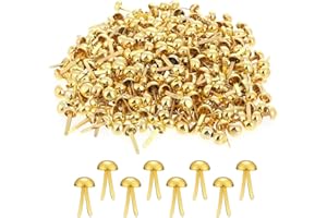 HJIAMA 300 pezzi Fermacampioni Piccoli, Mini Chiusura di Carta a Treccia, Metallo Dorato Fissaggio in Carta, Clip a Doppio Piede a Testa Rotonda, Clip in Metallo per Scrapbooking, Accessori, Fai da Te