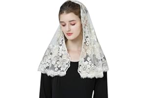 BEAUTELICATE Velo di Pizzo Chiesa Sposa Mantilla Velo Cattolica Sciarpe Scialle di Pizzo Copricapo Foulard Messa In Latino V116
