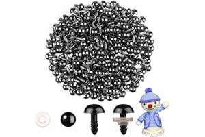 ‎MUCUNNIA MUCUNNIA 200 Stück 12 mm Sicherheitsaugen für Häkeltiere mit Unterlegscheiben Amigurumi Augen für Häkeltiere Kunststoff Schwarz Sicherheitsaugen zum Häkeln Basteln Sicherheitsaugen für DIY Häkeln
