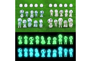 Bogoro 30 Pezzi Principessa Mononoke, Princess Mononoke, Kodama Fluorescenti, Elfi degli Alberi Luminosi, Figurine luminose in miniatura, Luminosi Albero Elfi Giardino Decorazioni (Blu + Verde)