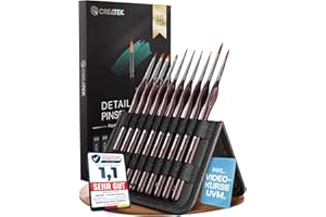 ‎CREATEK CreaTek Premium Detail Pinselset Acrylfarben - 10 extra feine Pinsel für höchste Präzision & Details - Dein zuverlässiger Acryl Pinsel Malen nach Zahlen für Modellbau & Miniaturen, Aquarellpinsel