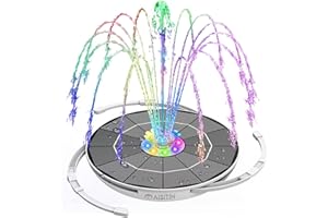 ‎AISITIN AISITIN 6.5 W LED Solar Fountain with Adjustable Support Rod, Colourful Pond Pump, Solar Fountain with Different Nozzles, Water Pump, Fountain Pump for Garden Pond, DIY Water Feature