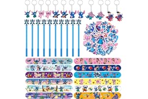 WuGU 84 Pezzi Giocattoli Gadget Festa Compleanno, Regalini Fine Festa Bambini, Regali Festa Compleanno con Adesivi, Braccialetti Slap Gadget Compleanno, Penne e Portachiavi dei Cartoni Animati