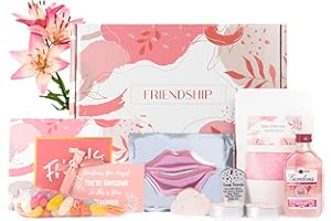 PAMPER BELLE Friendship Gift for Women, Sentimental Letterbox Present for Best Friend, Includes Bath Salts, Keyring & Pink Gin, Great Thinking of You Idea for Her
