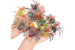 JOKFEICE Spider Toys 12 pcs Realistic Spider Figures Colorful Tarantula Figurines for Halloween Decor, Early Educational Toy, Birthday Party, Cake Topper for Kids