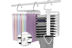 DYDHRER 2 Piezas Perchas para Pantalones, Perchas Pantalones Ahorra Espacio 9 en 1,Multipurpose Hanger Inoxidables, Percha Pantalones Multiple para para Hombres y Mujeres, Jeans, Toallas (Negro)