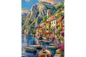 KEYIFA Peinture par Numéros pour Adulte, Kits de Peinture au Numéro avec Canevas Acrylique et Pinceaux, DIY Ville Creatif Toile Kits Paint by Numbers, Décoration de Maison 30x40cm