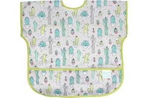 Bumkins Junior Bib, Adjustable Hook & Loop Closure, Catch-All Pocket, Baby-Led Weaning, Waterproof, Machine Washable, Stain & Odour Resistant, BPA Free, 1-3 Years, Cacti Design