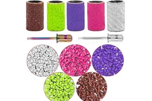 Nail Sanding Bands for Nail Drill, 300Pcs Coarse Fine Sanding Bands for Nail Drill 80#120#150#180#240#Grit Sanding Bands, 2Pcs 3/32” Mandrel Bits for Nail Drill with Boxed for Manicures & Pedicure