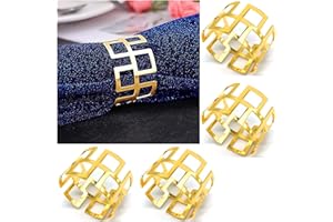 Anloo Napkin Ring, 12 Pcs Metal Napkin Buckle Holder for Wedding Party Dinner Table Decoration(Great Wall-Gold)