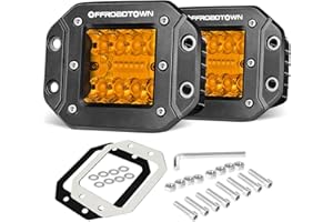 YEBABFIT Amber Flush Mount LED Pods, OFFROADTOWN 2pcs 5 Inch 78W LED Driving Work Lights, 7800 Lumens LED Light Bar, Super Bright Fog Lights Off Road Backup LED pods for Truck UTV ATV SUV Boat 4x4 Car