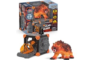 schleich ELDRADOR CREATURES | BattleCave Lavabjörn 42732 | Set med grotta, monster och kristall | med skjutfunktion och griparmfälla | stapelbara grottor som arena