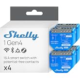 Shelly 1 Gen4 Wireless Switch Module Matter Zigbee Wi-Fi 1 Channel 16A Dry Contacts Garage Door Opener Relay App and Voice Co