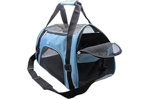 ZvoanSem Pet Carrier Bag,Small Cat Carrier Kitten Puppy little Dog Carrier for Travel Airline Approved Small Animal (Medium, Blue)