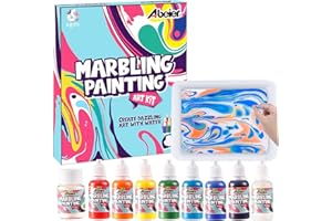 ABEIER Kit per pittura marmorizzata per bambini, 8 colori (20 ml ciascuno), non tossico, pittura sull'acqua, giocattoli creativi e regali per ragazze e ragazzi, arti e mestieri per bambini dai 6, 7, 8-12