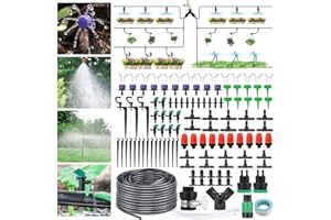 GOTGELIF 30M/100FT Drip Irrigation System, 173Pcs Micro Irrigation Kit, Greenhouse Plant Watering Hose, Automatic Irrigation System with Adjustable Nozzle Sprayer and Dripper Automatic for Lawn, Garden, Patio