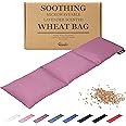 Qomfor Large Wheat Bag for Pain Relief - Microwavable Heat Pack with Lavender - Flexible Heat Pad for Back, Neck, Shoulder, Period Pain Relief - Soft & Soothing Heated Neck Warmer (Purple)