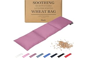 ‎QOMFOR Körnerkissen - Wärmekissen Mikrowelle aus Baumwolle 46 x 12 cm - Weiches Dinkelkissen zur Schmerzlinderung Rücken, Nacken und Schulter - Weizen und Lavendel gefüllt - Tolles Geschenk - Violett