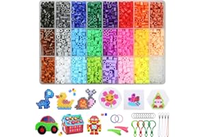 zhongko 4300 Perles à Repasser, Kit de Perle a Repasser Bricolage Loisirs Créatif Avec Panneau Perforé Cartes Chaîne Papier à Repasser Cadeau Noël Anniversaire pour Garçon Filles (5mm 24 couleurs)
