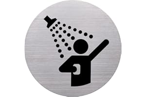 helit H6271300 – Pictogramme de douche Ø 115 mm autocollant avec tampon adhésif en acier inoxydable