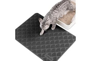 Conlun Cat Litter Mat Litter Trapping Mat, 61 x 43cm Premium Durable PVC Cat Litter Tray Mat with Scatter Control, Less Waste, Non-Slip Litter Box Mat, Soft on Kitty’s Paws, Urine Waterproof, Black