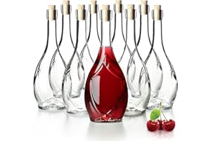 KADAX Bottiglia in vetro con tappo in sughero stretto, motivo uva, bottiglia per olio, aceto, contenitore in vetro per liquori alla frutta, bottiglia vuota per vino, contenitore in vetro (500 ml, 9