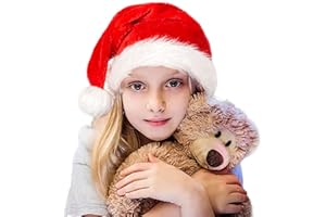 MICTER Weihnachtsmütze, Weihnachtsmütze Kinder für Junge/Mädchen, Weihnachtsmann Mütze Rot, Weihnachtsmütze Plüsch, Weihnachtszubehör （Kinder）