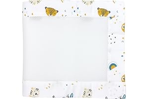 TupTam Barreaux Protection Filet Tour de Lit Bébé Mesh 3D Pack de 2 pièces, Têtes d'animaux Safari, env. 128 x 30 cm (pour lit d'enfant 140x70)